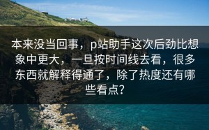 本来没当回事，p站助手这次后劲比想象中更大，一旦按时间线去看，很多东西就解释得通了，除了热度还有哪些看点？