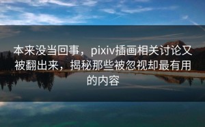 本来没当回事，pixiv插画相关讨论又被翻出来，揭秘那些被忽视却最有用的内容