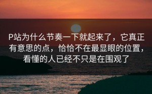 P站为什么节奏一下就起来了，它真正有意思的点，恰恰不在最显眼的位置，看懂的人已经不只是在围观了
