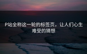 P站全称这一轮的标签页，让人们心生难受的猜想