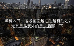 黑料入口：这段画面越往后越有后劲，尤其是最意外的是之后那一下