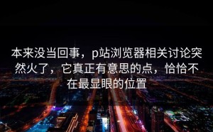 本来没当回事，p站浏览器相关讨论突然火了，它真正有意思的点，恰恰不在最显眼的位置