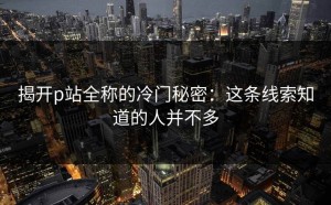 揭开p站全称的冷门秘密：这条线索知道的人并不多