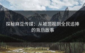 探秘麻豆传媒：从被忽视到全民追捧的背后故事