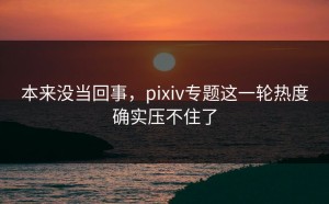 本来没当回事，pixiv专题这一轮热度确实压不住了